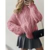 imagePRETTYGARDEN Womens Oversized Fall Sweaters 2025 Casual Long Sleeve Crewneck Chunky Cable Knit Pullover Tops Winter ClothesPink