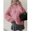 imagePRETTYGARDEN Womens Oversized Fall Sweaters 2025 Casual Long Sleeve Crewneck Chunky Cable Knit Pullover Tops Winter ClothesPink