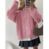 imagePRETTYGARDEN Womens Oversized Fall Sweaters 2025 Casual Long Sleeve Crewneck Chunky Cable Knit Pullover Tops Winter ClothesPink