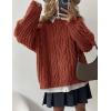 imagePRETTYGARDEN Womens Oversized Fall Sweaters 2025 Casual Long Sleeve Crewneck Chunky Cable Knit Pullover Tops Winter ClothesRust