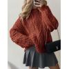imagePRETTYGARDEN Womens Oversized Fall Sweaters 2025 Casual Long Sleeve Crewneck Chunky Cable Knit Pullover Tops Winter ClothesRust