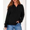 imagePRETTYGARDEN Womens Quarter Zip Pullover V Neck Fall Sweaters 2025 Long Sleeve Tops Collared Business Casual Winter ClothingBlack
