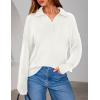 imagePRETTYGARDEN Womens Quarter Zip Pullover V Neck Fall Sweaters 2025 Long Sleeve Tops Collared Business Casual Winter ClothingWhite
