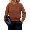 imagePRETTYGARDEN Cardigan Sweaters for Women 2025 Fall Fashion Chunky Long Sleeve Button Down Trendy Winter Sweater JacketRed Brown
