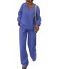 imagePRETTYGARDEN Casual Winter Two Piece Sets for Women 2025 V Neck Sweatshirt Loose Wide Leg Pants Tracksuit Knit Fall OutfitsBlue