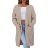 imagePRETTYGARDEN Fall Long Sleeve Cardigan Sweaters for Women 2025 Trendy Winter Open Front Loose Knitted Cardigans with PocketsBeige Grey