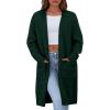 imagePRETTYGARDEN Fall Long Sleeve Cardigan Sweaters for Women 2025 Trendy Winter Open Front Loose Knitted Cardigans with PocketsDark Green
