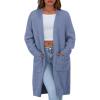 imagePRETTYGARDEN Fall Long Sleeve Cardigan Sweaters for Women 2025 Trendy Winter Open Front Loose Knitted Cardigans with PocketsGrey Blue