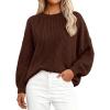 imagePRETTYGARDEN Fall Sweaters for Women 2025 Fashion Long Sleeve Casual Ribbed Knit Winter Clothes Pullover Jumper TopsCoffee