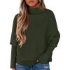 imagePRETTYGARDEN Fall Sweaters for Women 2025 Winter Clothing Batwing Long Sleeve Casual Tops Loose Knit Turtleneck SweaterArmy Green