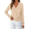 imagePRETTYGARDEN Lightweight Cardigans for Women Trendy 2025 Cozy Fall Fashion Long Sleeve Button V Neck Soft Knit Sweater TopsApricot
