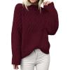 imagePRETTYGARDEN Oversized Sweaters for Women 2025 Fall Cute Cable Knit Long Sleeve Crewneck Chunky Pullover Tops Winter ClothingBurgundy