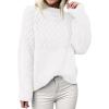 imagePRETTYGARDEN Oversized Sweaters for Women 2025 Fall Cute Cable Knit Long Sleeve Crewneck Chunky Pullover Tops Winter ClothingWhite