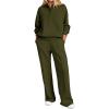 imagePRETTYGARDEN Women Fall 2 Piece Outfits Sweatsuits Quarter Button Long Sleeve Sweatshirt Wide Leg Pants Tracksuit Lounge SetsArmy Green