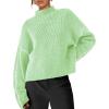 imagePRETTYGARDEN Womens Chunky Knit Sweaters 2025 Fall Long Sleeve Mock Neck Oversized Pullover Tops Winter Fashion ClothesLight Green
