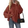 imagePRETTYGARDEN Womens Oversized Fall Sweaters 2025 Casual Long Sleeve Crewneck Chunky Cable Knit Pullover Tops Winter ClothesRust