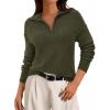 imagePRETTYGARDEN Womens Quarter Zip Pullover V Neck Fall Sweaters 2025 Long Sleeve Tops Collared Business Casual Winter ClothingArmy Green