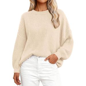 imagePRETTYGARDEN Fall Sweaters for Women 2025 Fashion Long Sleeve Casual Ribbed Knit Winter Clothes Pullover Jumper TopsLight Apricot