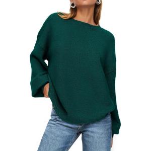imagePRETTYGARDEN Womens 2025 Fall Sweaters Casual Crew Neck Long Sleeve Pullover Tops Ribbed Knit Loose Fit Winter ClothesDark Green