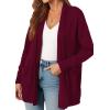 imagePRETTYGARDEN Cardigan Sweaters for Women Winter Fall Clothes 2025 Cozy Knit Coats Open Front Long Cardigans with PocketsWine Red