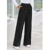 imagePRETTYGARDEN Casual Womens Pants 2025 Elastic Waist Palazzo Long Pajama Wide Leg Trousers Knit Fall Outfits with PocketsDot Black White