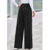 imagePRETTYGARDEN Casual Womens Pants 2025 Elastic Waist Palazzo Long Pajama Wide Leg Trousers Knit Fall Outfits with PocketsDot Black White