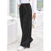 imagePRETTYGARDEN Casual Womens Pants 2025 Elastic Waist Palazzo Long Pajama Wide Leg Trousers Knit Fall Outfits with PocketsDot Black White