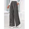 imagePRETTYGARDEN Casual Womens Pants 2025 Elastic Waist Palazzo Long Pajama Wide Leg Trousers Knit Fall Outfits with PocketsSmall Plaid Black