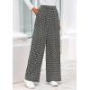 imagePRETTYGARDEN Casual Womens Pants 2025 Elastic Waist Palazzo Long Pajama Wide Leg Trousers Knit Fall Outfits with PocketsStriped Black