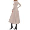 imagePRETTYGARDEN Cocktail Dresses for Women 2025 Elegant Classy Fall Long Sleeve Midi A Line Flowy Modest Winter Party DressApricot