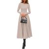imagePRETTYGARDEN Cocktail Dresses for Women 2025 Elegant Classy Fall Long Sleeve Midi A Line Flowy Modest Winter Party DressApricot