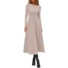 imagePRETTYGARDEN Cocktail Dresses for Women 2025 Elegant Classy Fall Long Sleeve Midi A Line Flowy Modest Winter Party DressApricot