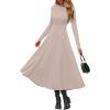 imagePRETTYGARDEN Cocktail Dresses for Women 2025 Elegant Classy Fall Long Sleeve Midi A Line Flowy Modest Winter Party DressApricot