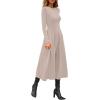 imagePRETTYGARDEN Cocktail Dresses for Women 2025 Elegant Classy Fall Long Sleeve Midi A Line Flowy Modest Winter Party DressApricot