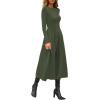 imagePRETTYGARDEN Cocktail Dresses for Women 2025 Elegant Classy Fall Long Sleeve Midi A Line Flowy Modest Winter Party DressArmy Green