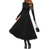 imagePRETTYGARDEN Cocktail Dresses for Women 2025 Elegant Classy Fall Long Sleeve Midi A Line Flowy Modest Winter Party DressBlack