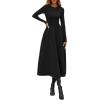 imagePRETTYGARDEN Cocktail Dresses for Women 2025 Elegant Classy Fall Long Sleeve Midi A Line Flowy Modest Winter Party DressBlack
