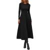 imagePRETTYGARDEN Cocktail Dresses for Women 2025 Elegant Classy Fall Long Sleeve Midi A Line Flowy Modest Winter Party DressBlack