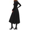 imagePRETTYGARDEN Cocktail Dresses for Women 2025 Elegant Classy Fall Long Sleeve Midi A Line Flowy Modest Winter Party DressBlack
