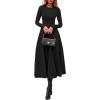 imagePRETTYGARDEN Cocktail Dresses for Women 2025 Elegant Classy Fall Long Sleeve Midi A Line Flowy Modest Winter Party DressBlack