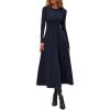 imagePRETTYGARDEN Cocktail Dresses for Women 2025 Elegant Classy Fall Long Sleeve Midi A Line Flowy Modest Winter Party DressDark Blue