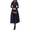 imagePRETTYGARDEN Cocktail Dresses for Women 2025 Elegant Classy Fall Long Sleeve Midi A Line Flowy Modest Winter Party DressDark Blue