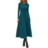 imagePRETTYGARDEN Cocktail Dresses for Women 2025 Elegant Classy Fall Long Sleeve Midi A Line Flowy Modest Winter Party DressDark Cyan