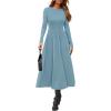 imagePRETTYGARDEN Cocktail Dresses for Women 2025 Elegant Classy Fall Long Sleeve Midi A Line Flowy Modest Winter Party DressGrey Green