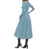 imagePRETTYGARDEN Cocktail Dresses for Women 2025 Elegant Classy Fall Long Sleeve Midi A Line Flowy Modest Winter Party DressGrey Green