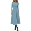 imagePRETTYGARDEN Cocktail Dresses for Women 2025 Elegant Classy Fall Long Sleeve Midi A Line Flowy Modest Winter Party DressGrey Green