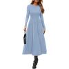 imagePRETTYGARDEN Cocktail Dresses for Women 2025 Elegant Classy Fall Long Sleeve Midi A Line Flowy Modest Winter Party DressLight Blue