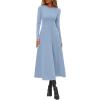 imagePRETTYGARDEN Cocktail Dresses for Women 2025 Elegant Classy Fall Long Sleeve Midi A Line Flowy Modest Winter Party DressLight Blue