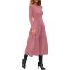 imagePRETTYGARDEN Cocktail Dresses for Women 2025 Elegant Classy Fall Long Sleeve Midi A Line Flowy Modest Winter Party DressPink