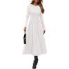 imagePRETTYGARDEN Cocktail Dresses for Women 2025 Elegant Classy Fall Long Sleeve Midi A Line Flowy Modest Winter Party DressWhite